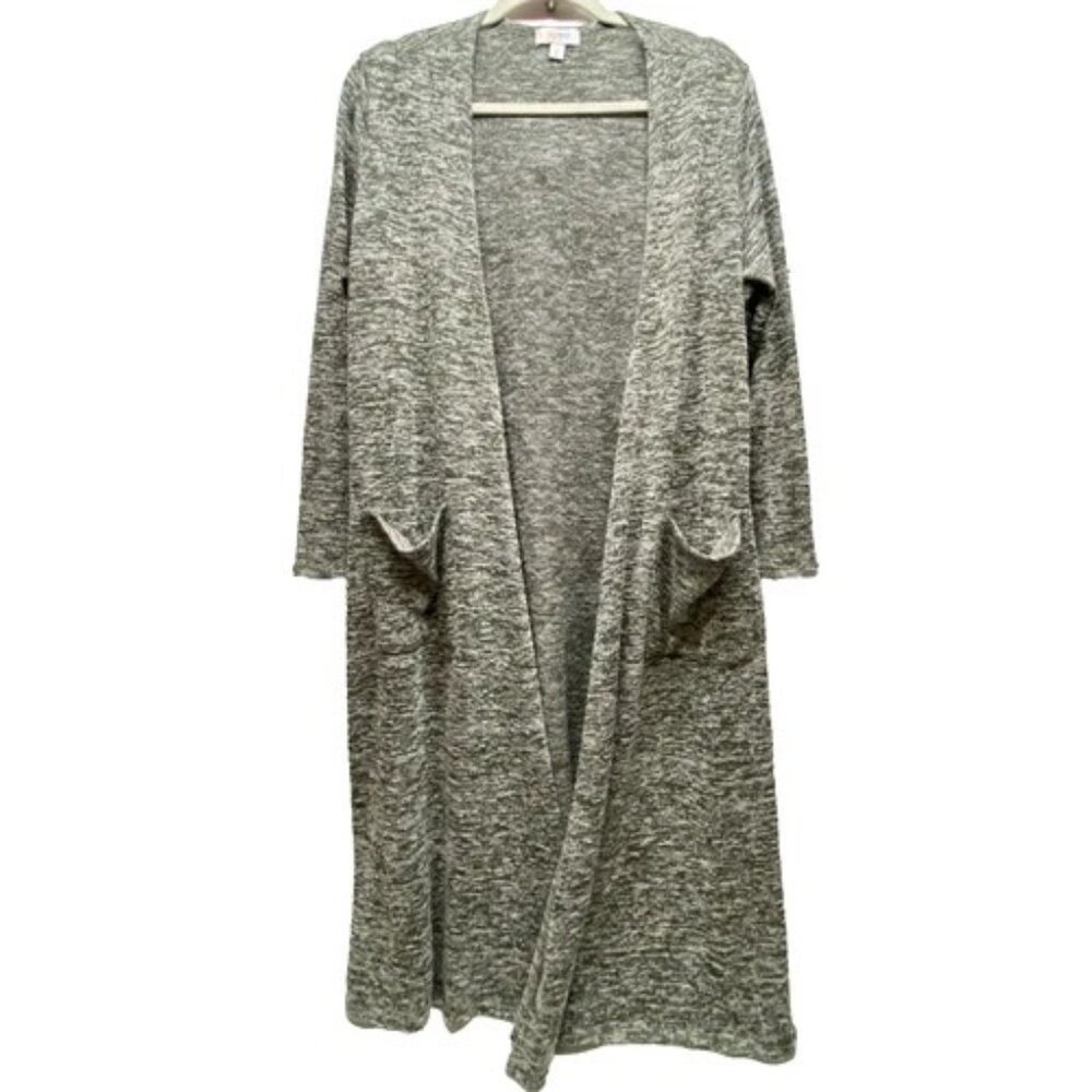 LuLaRoe‎ Open Front Duster Women's Large Heathered Green Knit Cardigan Sweater